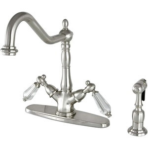 image:imageKingston Brass KS1238WLLBS Mono Deck Mount Kitchen Faucet with Brass Sprayer 812 in Spout Reach Brushed NickelBrushed Nickel