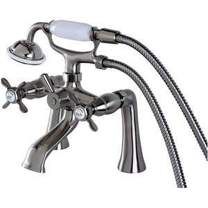 image:imageKingston Brass KS288SN ESSEX 7 Centers Deck Mount Clawfoot Tub Filler with Hand Shower 7 Spread Brushed NickelBrushed Nickel