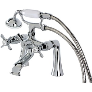 image:imageKingston Brass KS288SN ESSEX 7 Centers Deck Mount Clawfoot Tub Filler with Hand Shower 7 Spread Brushed NickelPolished Chrome