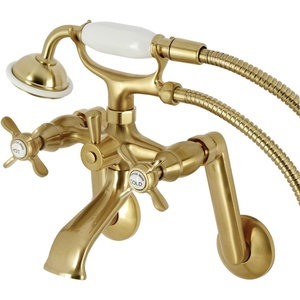 image:imageKingston Brass KS289ORB Kingston Tub Wall Mount Clawfoot Tub Faucet with Hand Shower Oil Rubbed BronzeBrushed Brass