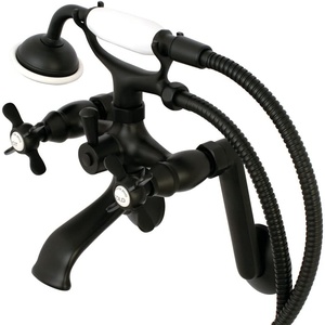 image:imageKingston Brass KS289ORB Kingston Tub Wall Mount Clawfoot Tub Faucet with Hand Shower Oil Rubbed BronzeMatte Black