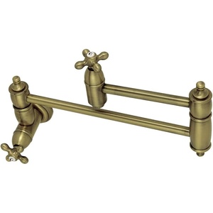 image:imageKingston Brass KS3101AX Pot Filler Metal Cross Handle Polished Chrome 818Inch Spout HeightAntique Brass