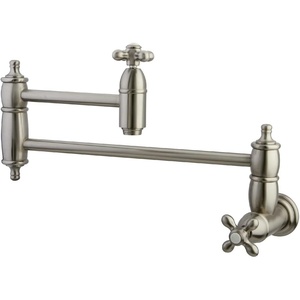 image:imageKingston Brass KS3101AX Pot Filler Metal Cross Handle Polished Chrome 818Inch Spout HeightBrushed Nickel