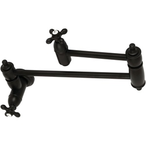 image:imageKingston Brass KS3101AX Pot Filler Metal Cross Handle Polished Chrome 818Inch Spout HeightMatte Black