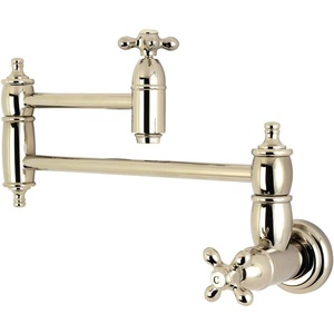 image:imageKingston Brass KS3101AX Pot Filler Metal Cross Handle Polished Chrome 818Inch Spout HeightPolished Nickel