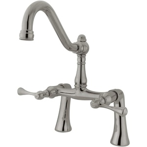 image:imageKingston Brass KS3238BL Restoration 7Inch Center Deck Mount Clawfoot Tub Faucet Brushed NickelBrushed Nickel