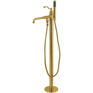 image:imageKingston Brass KS7036ABL English Country Freestanding Tub Faucet with Hand Shower Polished NickelBrushed Brass