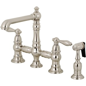 image:imageKingston Brass KS7271ALBS Kitchen Faucet with Side Sprayer Polished ChromeBrushed Nickel