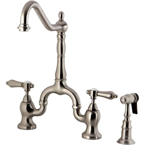 image:imageKingston Brass KS7752BALBS Heirloom Bridge Kitchen Faucet with Brass Sprayer Polished BrassBrushed Nickel