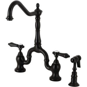 image:imageKingston Brass KS7752BALBS Heirloom Bridge Kitchen Faucet with Brass Sprayer Polished BrassMatte Black