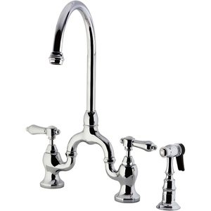 image:imageKingston Brass KS7797BALBS Heirloom Bridge Kitchen Faucet with Brass Sprayer Brushed BrassPolished Chrome