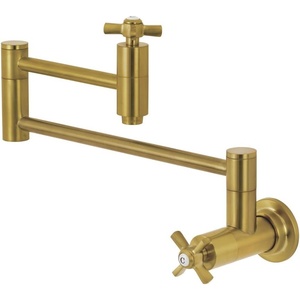 image:imageKingston Brass KS810ZXAC Millennium Wall Mount Pot Filler Kitchen Faucet Antique CopperBrushed Brass