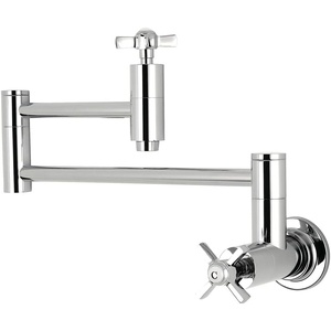 image:imageKingston Brass KS810ZXAC Millennium Wall Mount Pot Filler Kitchen Faucet Antique CopperPolished Chrome
