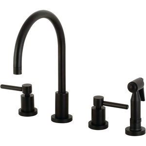image:imageKingston Brass KS8720DLBS Concord 8Inch Widespread Kitchen Faucet with Brass Sprayer Matte Black