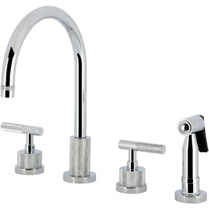 image:imageKingston Brass KS8721KNLBS Convergent DoubleHandle Widespread Kitchen Faucet with Knurled Handle and Brass Sprayer Polished ChromePolished Chrome
