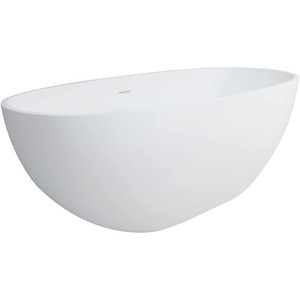 image:imageKingston Brass VRTRS653123 Aqua Eden 65Inch Solid Surface Stone Freestanding Oval Tub with Drain 641516 inch L x 30516 inch W x 2078 inch D Matte White641516 inch L x 30516 inch W x 2078 inch D