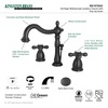 image:imageKingston Brass KB1972AX Heritage Widespread Lavatory Faucet Polished Brass 8Inch Adjustable CenterMatte Black