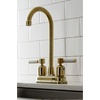 image:imageKingston Brass KB8497DKL Kaiser TwoHandle 2Hole Deck Mount Bar Faucet in Brushed BrassBrushed Brass