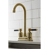 image:imageKingston Brass KB8497DKL Kaiser TwoHandle 2Hole Deck Mount Bar Faucet in Brushed BrassBrushed Brass