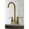 image:imageKingston Brass KB8497DKL Kaiser TwoHandle 2Hole Deck Mount Bar Faucet in Brushed BrassBrushed Brass