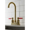 image:imageKingston Brass KB8497DKL Kaiser TwoHandle 2Hole Deck Mount Bar Faucet in Brushed BrassBrushed Brass
