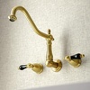 image:imageKingston Brass KS1288PKL Duchess Wall Mount Kitchen Faucet Brushed NickelBrushed Brass