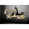 image:imageKingston Brass KS213PN Kingston Two Handle Wall Mount Kitchen Faucet Polished NickelBrushed Brass