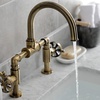 image:imageKingston Brass KS2170RX Belknap Industrial Style Wheel Handle Bridge Bathroom Faucet with PopUp Drain Matte BlackAntique Brass