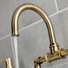 image:imageKingston Brass KS2170RX Belknap Industrial Style Wheel Handle Bridge Bathroom Faucet with PopUp Drain Matte BlackAntique Brass