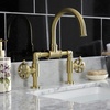 image:imageKingston Brass KS2170RX Belknap Industrial Style Wheel Handle Bridge Bathroom Faucet with PopUp Drain Matte BlackBrushed Brass