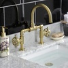 image:imageKingston Brass KS2170RX Belknap Industrial Style Wheel Handle Bridge Bathroom Faucet with PopUp Drain Matte BlackBrushed Brass
