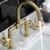 image:imageKingston Brass KS2170RX Belknap Industrial Style Wheel Handle Bridge Bathroom Faucet with PopUp Drain Matte BlackBrushed Brass