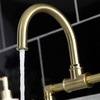 image:imageKingston Brass KS2170RX Belknap Industrial Style Wheel Handle Bridge Bathroom Faucet with PopUp Drain Matte BlackBrushed Brass