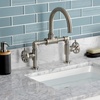 image:imageKingston Brass KS2170RX Belknap Industrial Style Wheel Handle Bridge Bathroom Faucet with PopUp Drain Matte BlackBrushed Nickel