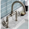 image:imageKingston Brass KS2170RX Belknap Industrial Style Wheel Handle Bridge Bathroom Faucet with PopUp Drain Matte BlackBrushed Nickel