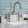 image:imageKingston Brass KS2170RX Belknap Industrial Style Wheel Handle Bridge Bathroom Faucet with PopUp Drain Matte BlackBrushed Nickel