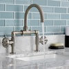 image:imageKingston Brass KS2170RX Belknap Industrial Style Wheel Handle Bridge Bathroom Faucet with PopUp Drain Matte BlackBrushed Nickel