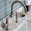 image:imageKingston Brass KS2170RX Belknap Industrial Style Wheel Handle Bridge Bathroom Faucet with PopUp Drain Matte BlackBrushed Nickel