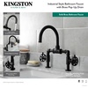 image:imageKingston Brass KS2170RX Belknap Industrial Style Wheel Handle Bridge Bathroom Faucet with PopUp Drain Matte BlackMatte Black