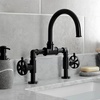 image:imageKingston Brass KS2170RX Belknap Industrial Style Wheel Handle Bridge Bathroom Faucet with PopUp Drain Matte BlackMatte Black