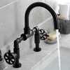image:imageKingston Brass KS2170RX Belknap Industrial Style Wheel Handle Bridge Bathroom Faucet with PopUp Drain Matte BlackMatte Black