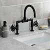 image:imageKingston Brass KS2170RX Belknap Industrial Style Wheel Handle Bridge Bathroom Faucet with PopUp Drain Matte BlackMatte Black