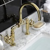 image:imageKingston Brass KS2170RX Belknap Industrial Style Wheel Handle Bridge Bathroom Faucet with PopUp Drain Matte BlackPolished Brass
