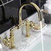 image:imageKingston Brass KS2170RX Belknap Industrial Style Wheel Handle Bridge Bathroom Faucet with PopUp Drain Matte BlackPolished Brass