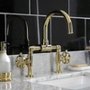 image:imageKingston Brass KS2170RX Belknap Industrial Style Wheel Handle Bridge Bathroom Faucet with PopUp Drain Matte BlackPolished Brass