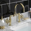 image:imageKingston Brass KS2170RX Belknap Industrial Style Wheel Handle Bridge Bathroom Faucet with PopUp Drain Matte BlackPolished Brass