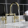 image:imageKingston Brass KS2170RX Belknap Industrial Style Wheel Handle Bridge Bathroom Faucet with PopUp Drain Matte BlackPolished Brass
