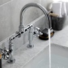 image:imageKingston Brass KS2170RX Belknap Industrial Style Wheel Handle Bridge Bathroom Faucet with PopUp Drain Matte BlackPolished Chrome