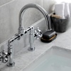 image:imageKingston Brass KS2170RX Belknap Industrial Style Wheel Handle Bridge Bathroom Faucet with PopUp Drain Matte BlackPolished Chrome