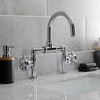 image:imageKingston Brass KS2170RX Belknap Industrial Style Wheel Handle Bridge Bathroom Faucet with PopUp Drain Matte BlackPolished Chrome